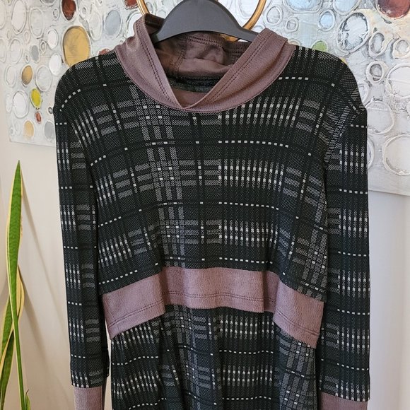 Beate Heymann Street Couture Faux Leather and Plaid Tunic US 6 - Picture 3 of 9